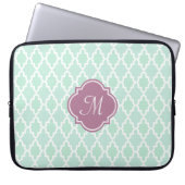 Minzen-und Pflaumen-Marokkaner-Monogramm Laptopschutzhülle (Vorderseite)