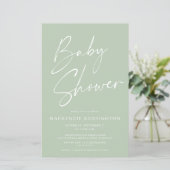 Minzensage Green Simple Script Baby Dusche (Stehend Vorderseite)