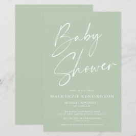 Minzensage Green Simple Script Baby Dusche