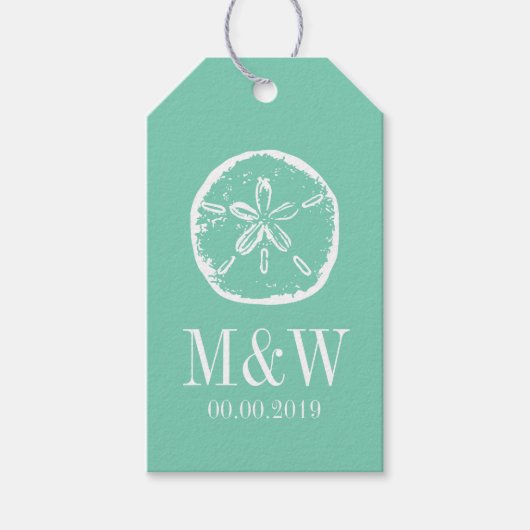 Minzensand-Dollar-Hochzeitsgeschenk-Tags Geschenkanhänger (Vorderseite)