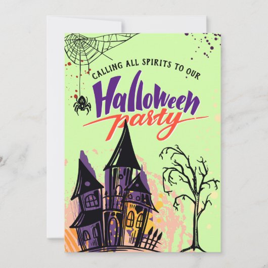 Minzes Abstraktes Halloween-Party Einladung (Vorderseite)