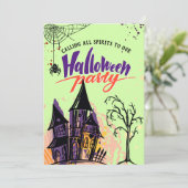 Minzes Abstraktes Halloween-Party Einladung (Stehend Vorderseite)