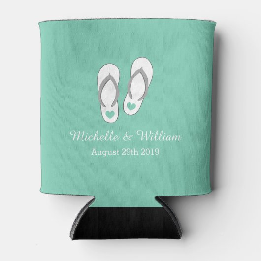 Minzgeile Strandschuhe für Hochzeitsreisende könne Dosenkühler (Vorderseite)