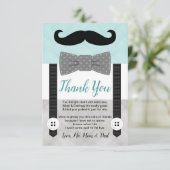 Minzgrauer Schnurrbart Kinderdusche Dankeskarte (Stehend Vorderseite)