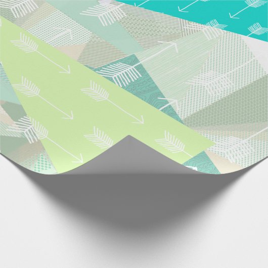 Minzgrün, Abstrakter Retro-Dreieck Geschenkpapier (Ecke)