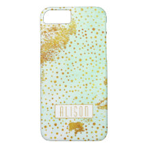 Minzgrün Aquarell und Goldfolie Confetti