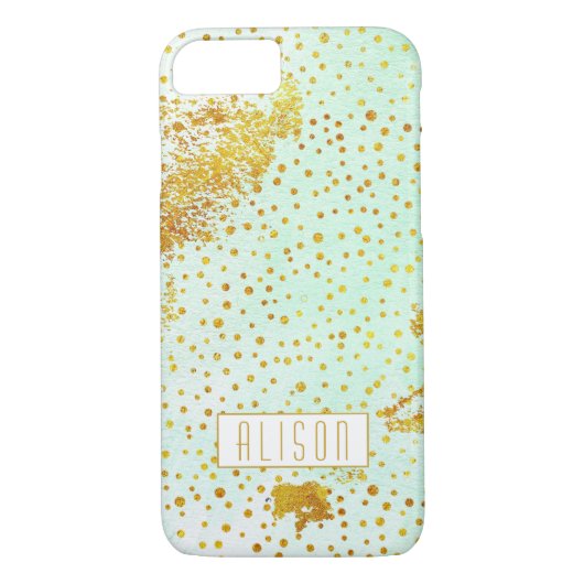 Minzgrün Aquarell und Goldfolie Confetti Case-Mate iPhone Hülle (Rückseite)