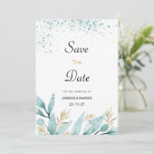 Minzgrün, Aquarellfolien Save the Date Einladung (Stehend Vorderseite)