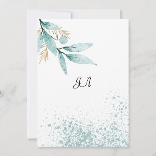 Minzgrün, Aquarellfolien-Tischnummern Einladung (Rückseite)