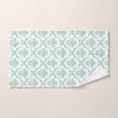 Minzgrün auf weißem Blumendüsternmuster Badhandtuch Set (Handtuch)