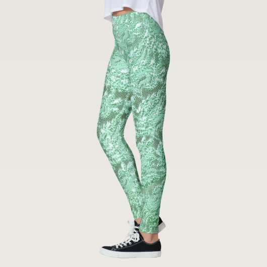 Minzgrün blühende Spitzen Leggings (Links)