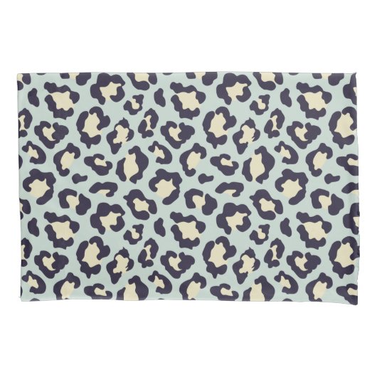 Minzgrün, creme und schwarzer Leopardendruck Kissenbezug (Vorderseite)
