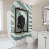 Minzgrün, Creme und schwarzer Zebradruck Duschvorhang (Beispiel)