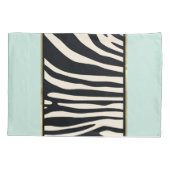 Minzgrün, Creme und schwarzer Zebradruck Kissenbezug (Rückseite)