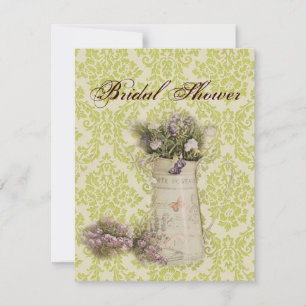 Minzgrün Damast Land Wildblume Hochzeit Einladung