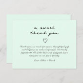 Minzgrün elegantes Baby Dankeschön Karte (Vorne/Hinten)