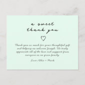 Minzgrün elegantes Baby Dankeschön Karte (Vorderseite)