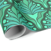 Minzgrün Farben Jugendstil geometrische Muster Geschenkpapier (Rolleneckpunkt)