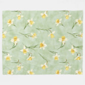 Minzgrün-gelbe Narzissenblumen Fleecedecke (Vorderseite (Horizontal))
