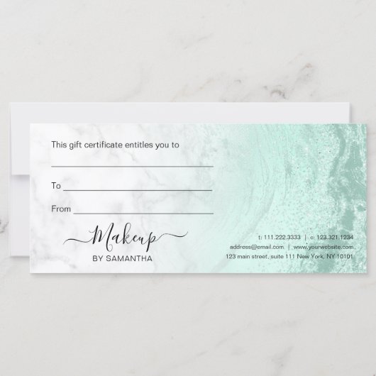 Minzgrün Glitzer Lippen Marmor Makeup Künstler (Rückseite)