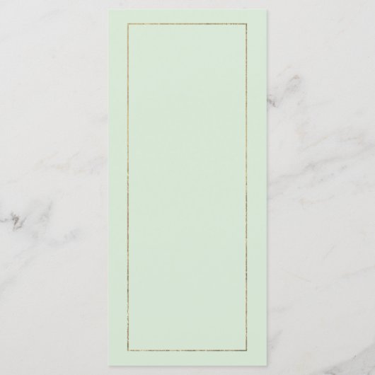 Minzgrün goldfarbener Kolibri Hochzeitsmenü Programm (Rückseite)