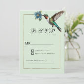 Minzgrün goldfarbener Kolibri-UAWG Einladung (Stehend Vorderseite)