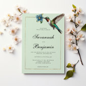 Minzgrün goldfarbige Kolibris-Hochzeit Einladung