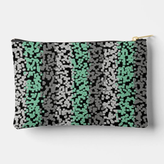 Minzgrün, grau, schwarz, pixelig zubehörtasche (Rückseite)