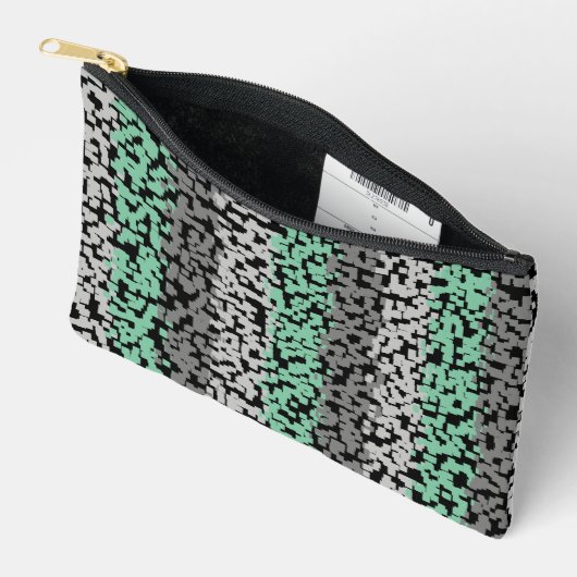 Minzgrün, grau, schwarz, pixelig zubehörtasche (Offen)
