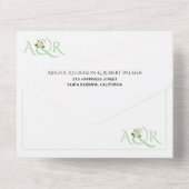 Minzgrün Initialen und Ampersand, Hochzeit von Ros All In One Einladung (Rückseite)