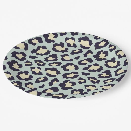 Minzgrün-Leopardendruck Pappteller (Schrägansicht)