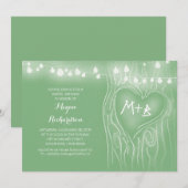 Minzgrün leuchtet baumromantisches Brautparty Einladung (Vorne/Hinten)