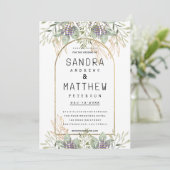 Minzgrün, lila Glitzer Einladung (Stehend Vorderseite)