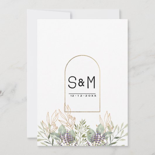 Minzgrün, lila Glitzer Einladung (Rückseite)