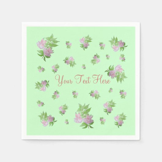 Minzgrün mit hübsch rosa Blume Serviette (Vorderseite)