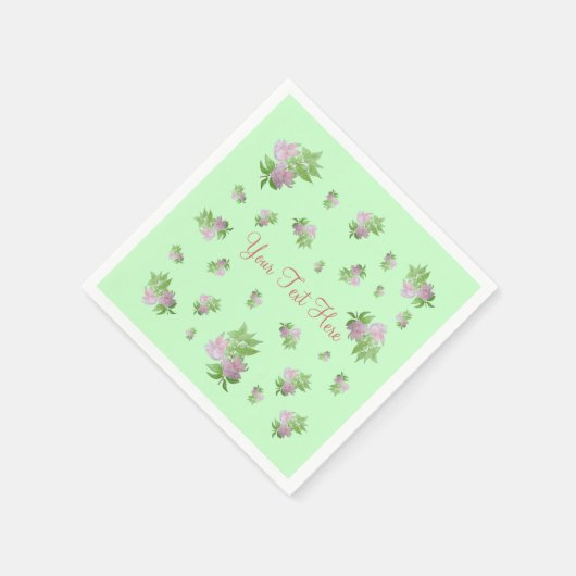 Minzgrün mit hübsch rosa Blume Serviette (Ecke)