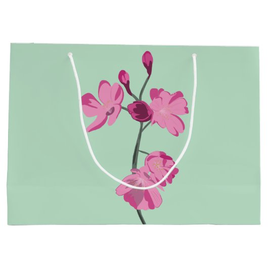 Minzgrün mit rosa Kirschblüten Personalisiert Große Geschenktüte (Rückseite)