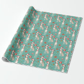 🎄 🎅 Minzgrün mit Whippets Geschenkpapier (Ungerollt)