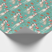 🎄 🎅 Minzgrün mit Whippets Geschenkpapier (Ecke)