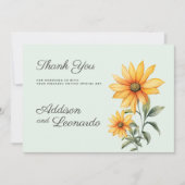 Minzgrün-orange-gelbe Sonnenblume Danke Einladung (Vorderseite)