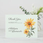 Minzgrün-orange-gelbe Sonnenblume Danke Einladung (Stehend Vorderseite)