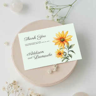 Minzgrün-orange-gelbe Sonnenblume Danke Einladung