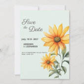 Minzgrün-orange-gelbe Sonnenblume Save the Date Einladung (Vorderseite)
