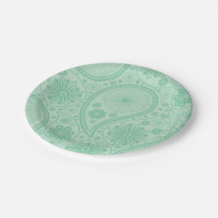 Minzgrün-Paisley-Muster Pappteller