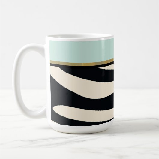 Minzgrün, Schwarz und Zebra Kaffeetasse (Links)