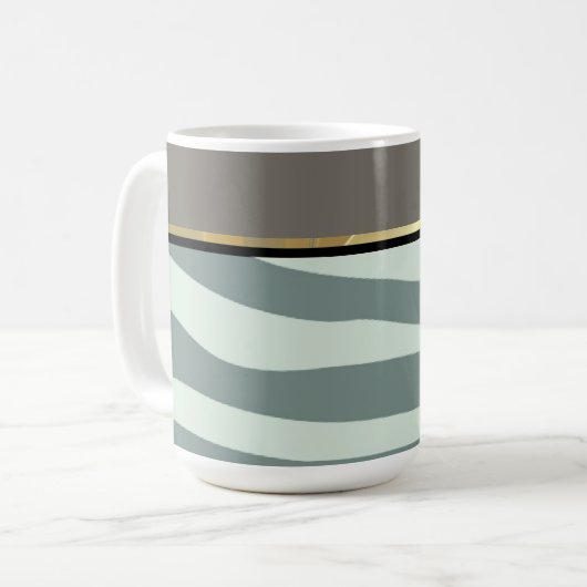 Minzgrün, Schwarz und Zebra Kaffeetasse (Vorderseite Links)