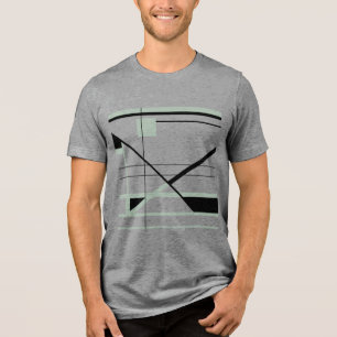 Minzgrün schwarzes minimalistisches Formen-Linien- Tri-Blend Shirt