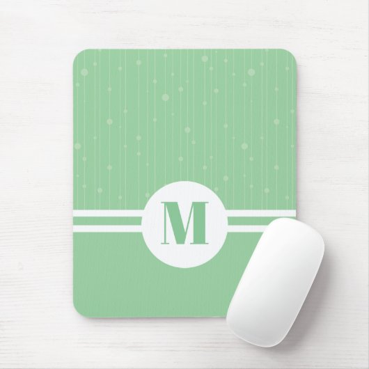 Minzgrün Streifen Monogramm Pastellfarben minimal Mousepad (Mit Mouse)