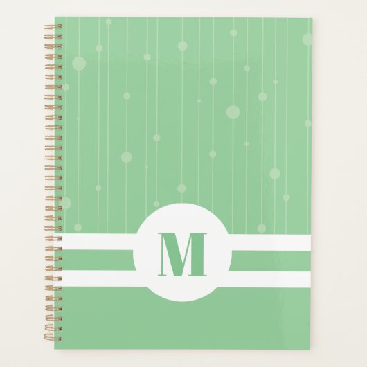 Minzgrün Streifen Monogramm Pastellfarben minimal Planer (Vorderseite)