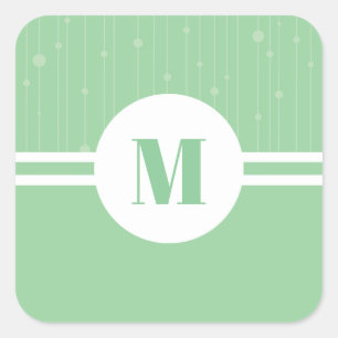 Minzgrün Streifen Monogramm Pastellfarben minimal Quadratischer Aufkleber